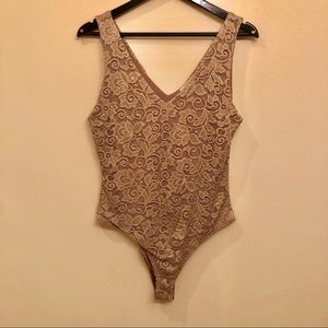 Lace Bodysuit- Tan, Brown. Painted Threads